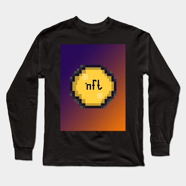 Pixel Art: NFT Coin Long Sleeve T-Shirt by Zain's